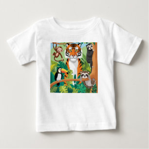 Camiseta Para Bebê Crianças Animais Cortados, Macaco-Macaco-Tigre-Sel