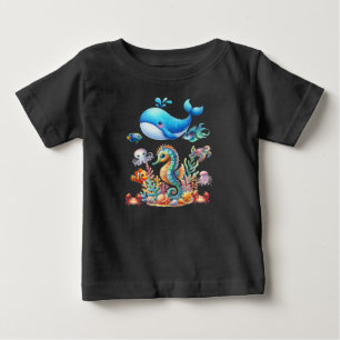 Camiseta Para Bebê Crianças Criaturas do Oceano