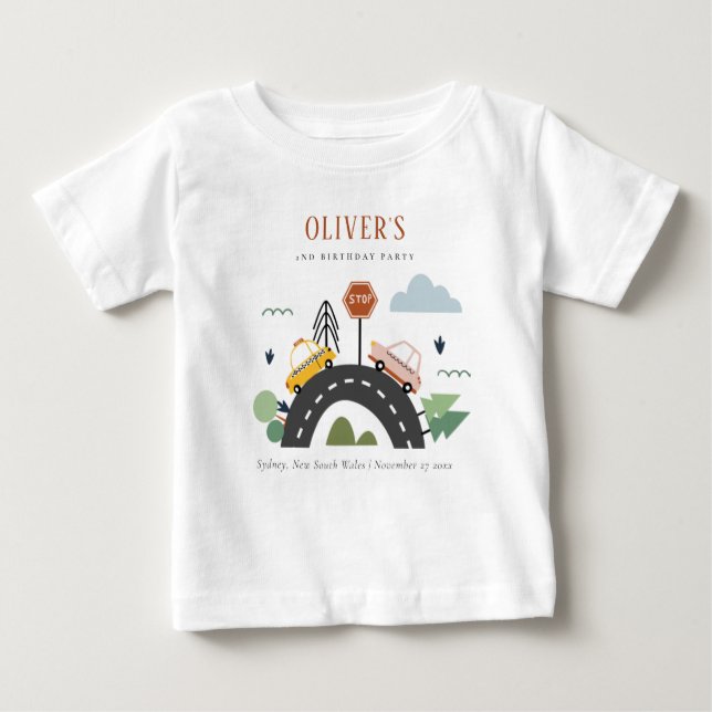 Camiseta Para Bebê Crianças Cutas Caminhões De Automóveis Urbanos Qua (Frente)