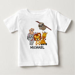 Camiseta Para Bebê Crianças de animais Safari da selva-branca