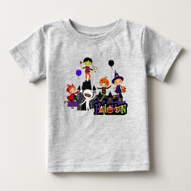 Camiseta Para Bebê Crianças de Halloween Fantasiadas Infantil (Frente)