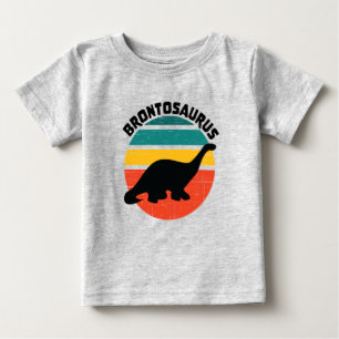 Camiseta Para Bebê Crianças Dinossauro Brontossauro Retro Distúrbio