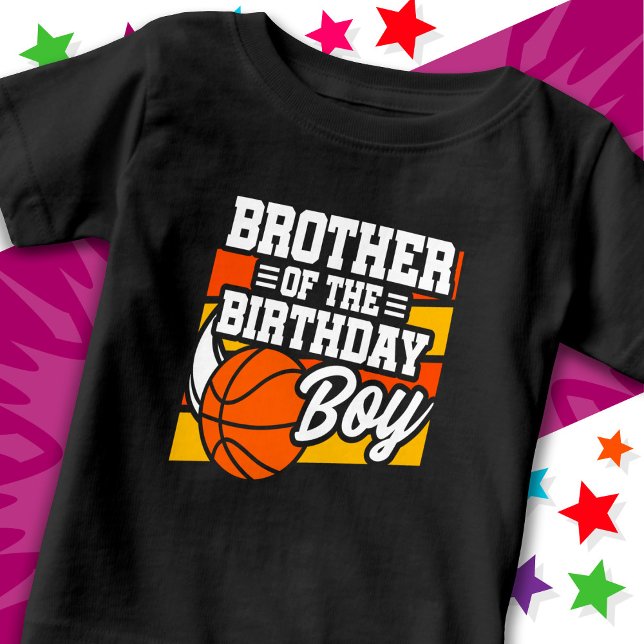 Camiseta Para Bebê Crianças do Partido de Basquete Irmão do Aniversár (Criador carregado)