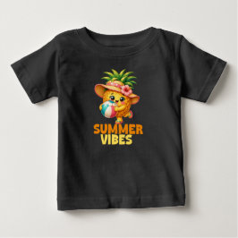 Camiseta Para Bebê Crianças Fofas Abacaxi Vibrações de Verão