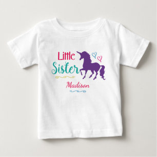 Camiseta Para Bebê Crianças Irmã Bonito Unicorn Irmãs Coloridas