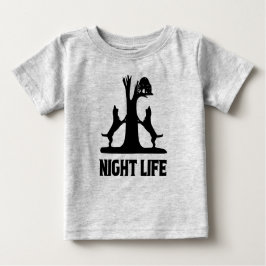 Camiseta Para Bebê Crianças Luas Caçando a Vida Noturna