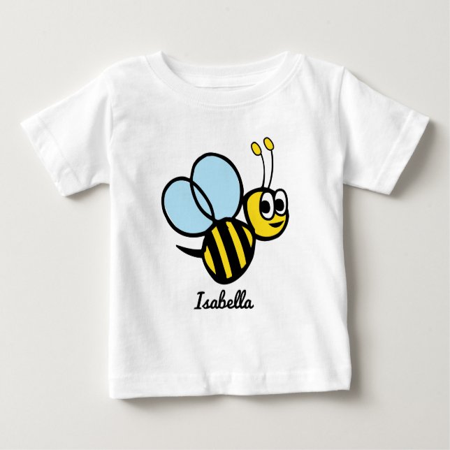 Camiseta Para Bebê Crianças Personalizadas Abelhas Amarelas Bonitas (Frente)