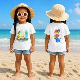 Camiseta Para Bebê Crianças Personalizadas de Surf Tropical