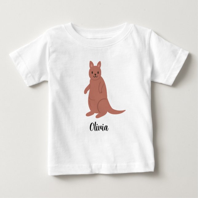 Camiseta Para Bebê Crianças Personalizadas Kangaroos Meninas Bebê T-S (Frente)
