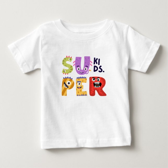 Camiseta Para Bebê crianças super (Frente)