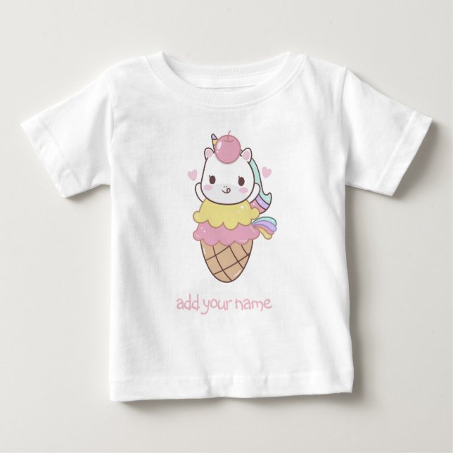 CAMISETA PARA BEBÊ CRIANÇAS T-SHIRT: UNICORN + GRIPE CONE (Frente)