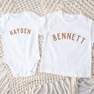 Camiseta Para Bebê Crianças - Teto de Nome Personalizado Ferrugem