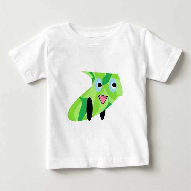 Camiseta Para Bebê Crianças utilitárias Design de arte Cachorro verde (Frente)