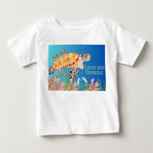 Camiseta Para Bebê Criaturas do mar (Frente)