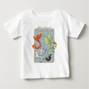 Camiseta Para Bebê Criaturas Mágicas Gráfica Vintage