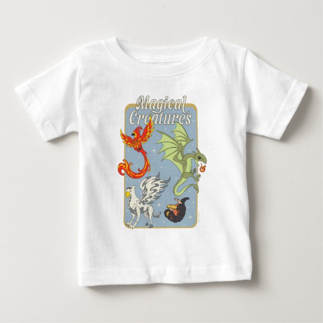 Camiseta Para Bebê Criaturas Mágicas Gráfica Vintage (Frente)