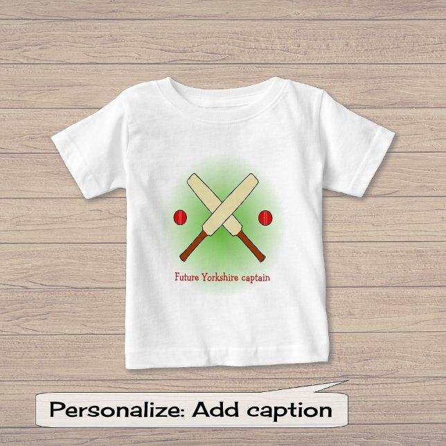 Camiseta Para Bebê Cricket morcegos texto personalizado esportes verd (Criador carregado)