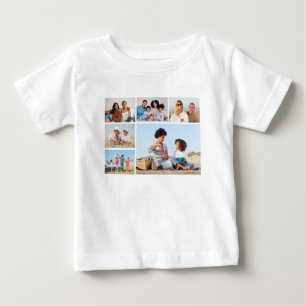 Camiseta Para Bebê Crie a sua própria colagem de 6 fotos