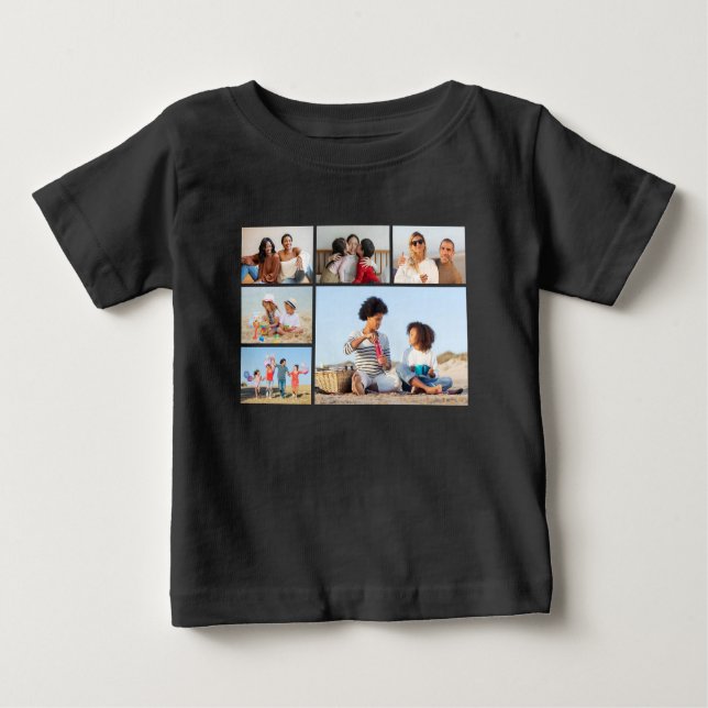 Camiseta Para Bebê Crie a sua própria colagem de 6 fotos (Frente)