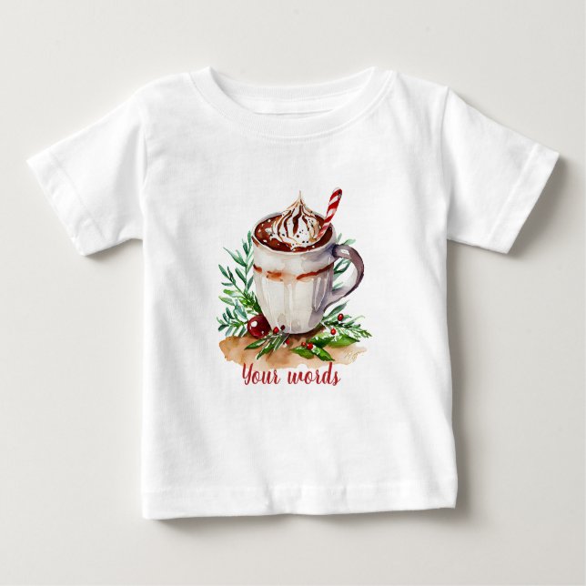 Camiseta Para Bebê Crie O Seu Próprio Cacau Quente De Pepperminta De  (Frente)