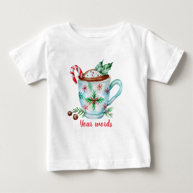 Camiseta Para Bebê Crie O Seu Próprio Chocolate Quente Festivo (Frente)