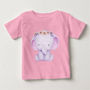 Camiseta Para Bebê Crie o seu próprio elefante roxo e bonito