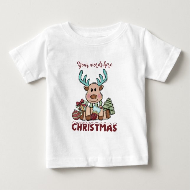 Camiseta Para Bebê Crie o seu próprio Natal para a Reindeja Bonita (Frente)