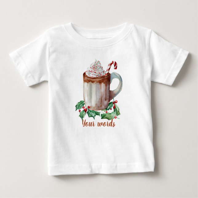Camiseta Para Bebê Crie o seu próprio Yuletide Cacau Quente (Frente)