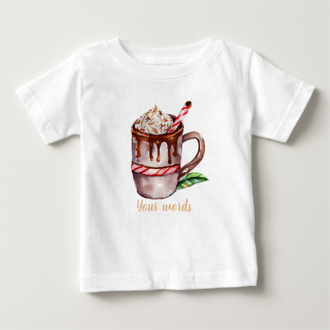 Camiseta Para Bebê Crie seu doce de Natal Chocolate Quente (Frente)