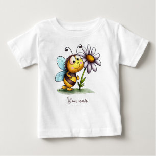 Camiseta Para Bebê Crie seu próprio Abelhinha Fofo e Margarida