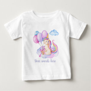 Camiseta Para Bebê Crie seu próprio aniversário flutuante do Unicórni