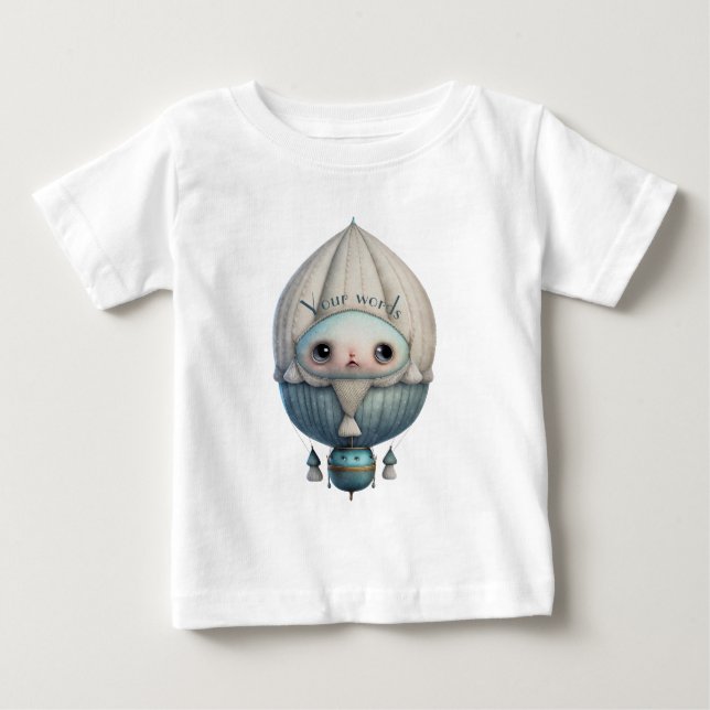 Camiseta Para Bebê Crie Seu Próprio Balão de Ar Quente, Cute Steampun (Frente)