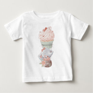 Camiseta Para Bebê Crie seu próprio balão de Cupcake de elefante boni