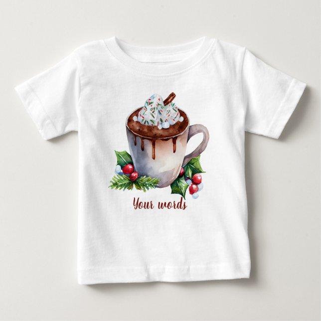 Camiseta Para Bebê Crie seu próprio chocolate quente de férias (Frente)