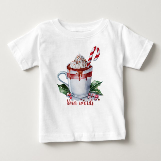 Camiseta Para Bebê Crie Seu Próprio Chocolate Quente de Natal Festivo (Frente)