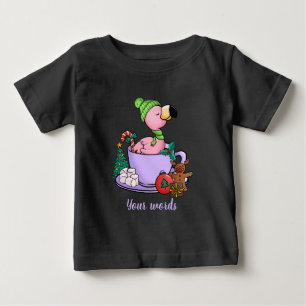 Camiseta Para Bebê Crie seu próprio chocolate quente Flamingo de Nata