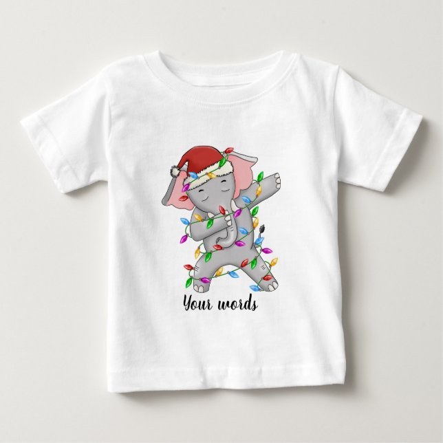 Camiseta Para Bebê Crie Seu Próprio Elefante De Natal (Frente)