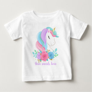Camiseta Para Bebê Crie Seu Próprio Fumaça Unicórnio Dormindo E Flore