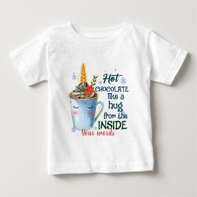Camiseta Para Bebê Crie seu próprio Natal de Chocolate Quente do Unic (Frente)