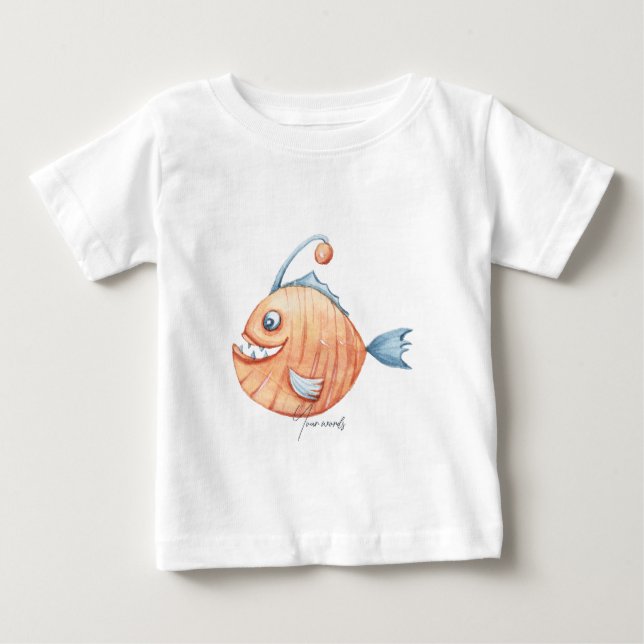 Camiseta Para Bebê Crie Seu Próprio Peixe-Angla Cute (Frente)