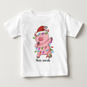 Camiseta Para Bebê Crie Seu Próprio Porco De Natal Dabbing