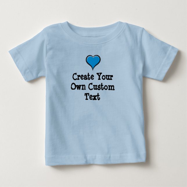 Camiseta Para Bebê Crie seu próprio texto personalizado com Blue Hear (Frente)