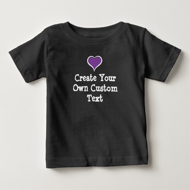 Camiseta Para Bebê Crie seu próprio texto personalizado com o Coração (Frente)