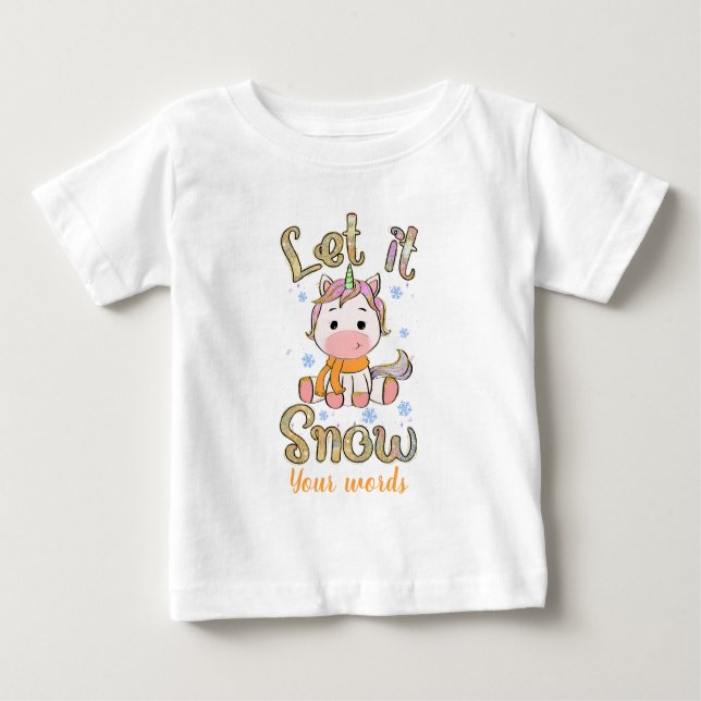 Camiseta Para Bebê Crie seu próprio Unicórnio de inverno (Frente)