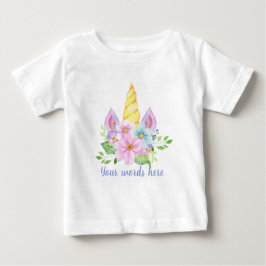 Camiseta Para Bebê Crie seu próprio Unicórnio Horn e Flores