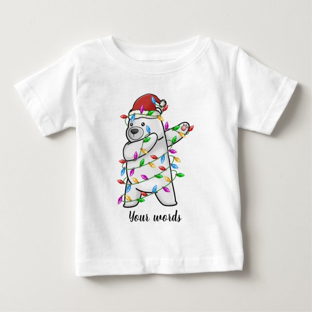 Camiseta Para Bebê Crie Seu Próprio Urso Polar De Natal (Frente)