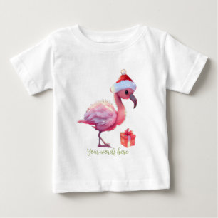 Camiseta Para Bebê Crie seus próprios Papais noeis Flamingo