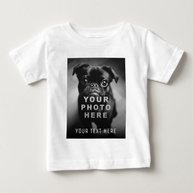 Camiseta Para Bebê Crie sua foto simples do Solteiro e texto personal (Frente)