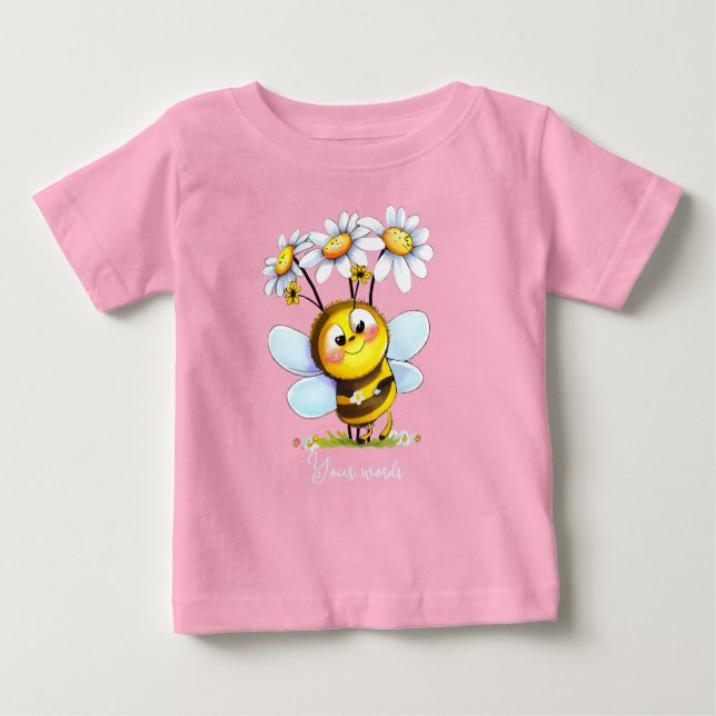 Camiseta Para Bebê Crie Sua Própria Bumble Bee & Daisies (Frente)