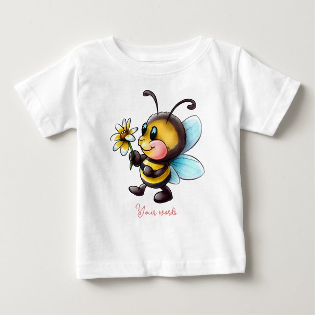 Camiseta Para Bebê Crie Sua Própria Bumble Bee & Daisy Cute (Frente)